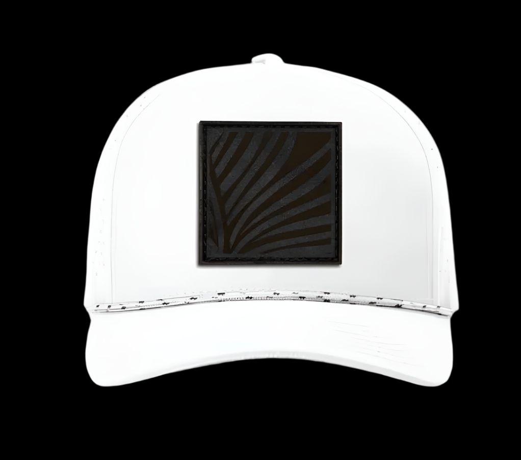 White/White-Black PPC Leather Patch Hat